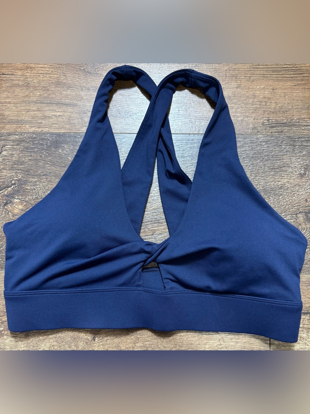Fabletics Oasis Twist Medium Impact Sports Bra Navy Blue Size Large